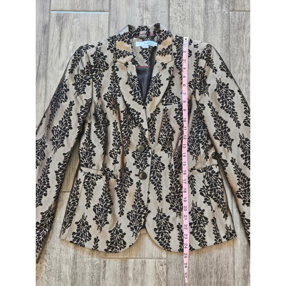 Boden Jacquard Party Blazer Women Size 6 Gold Black Botanical Leaf Jacket Fancy - Picture 3 of 12